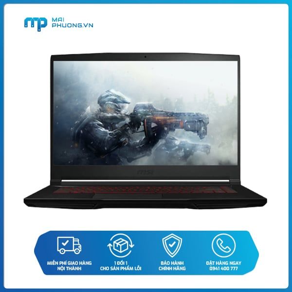 Laptop Gaming MSI GF63 9SCSR-829VN(Thin)/i5-9300H/512GB SSD/8GB/GTX1650 Ti MaxQ 4GB/15.6