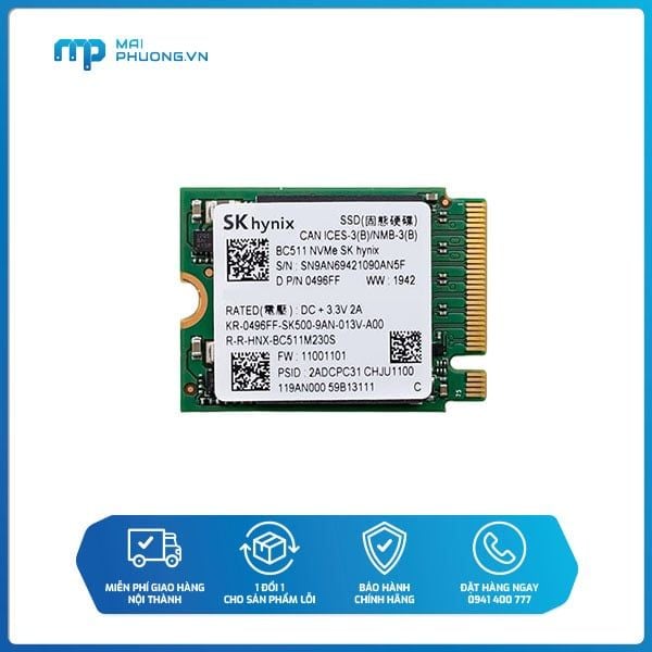 Ổ cứng gắn trong Hynix SSD 256GB PCIe NVMe M.2 2230 HFM256GDGTNI-82A0A BC511