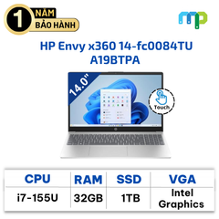 Laptop HP Envy x360 14-fc0084TU U7-155U/32G/1TBGSSD/14.0T_2.8K/IR/OLED/PEN/WL/ BT/3C/ALU/LKB/W11H/Bạc A19BTPA