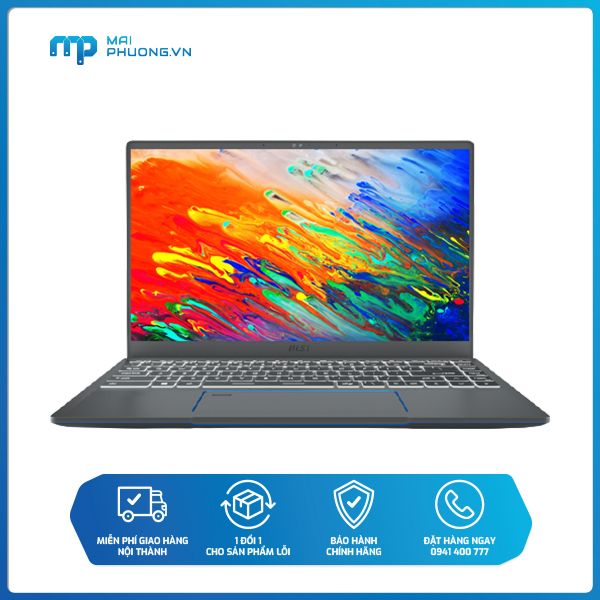 Laptop MSI Prestige14 (Intel® Core™ i7-1185G7/8GB/512GB NVMe PCIe Gen4x4 SSD/NVIDIA® GeForce® GTX1650 Max-Q 4GB GDDR6/14''/Win10/1.3kg/Xám) Tặng Túi MSI + Cáp