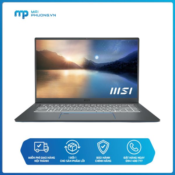 Laptop MSI Prestige 15 A11SCX (209VN) (i7 1185G7/16GB/512GB SSD/1650 Max Q/15.6FHD/Win10/Xám)