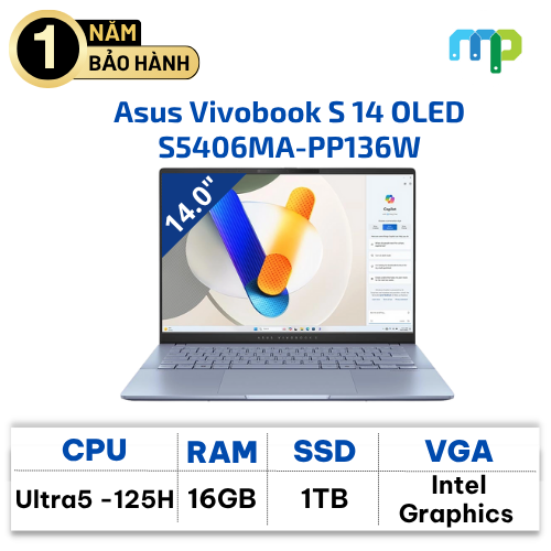 Laptop Asus Vivobook S 14 OLED S5406MA Ultra 5-125H/16GB/1TB/120Hz/14