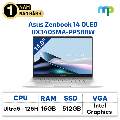 Laptop Asus Zenbook 14 OLED UX3405MA-PP588W Ultra 5 -125H/16GB/512GB/14