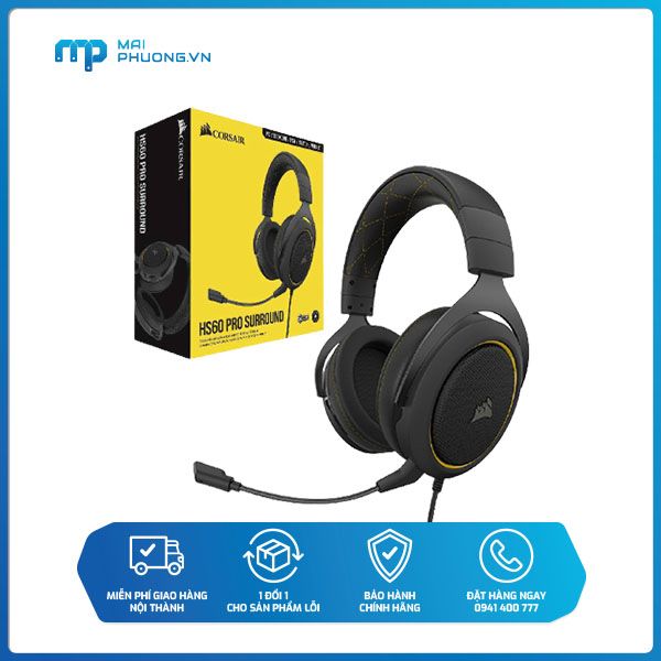 Tai nghe Corsair HS60 PRO Surround 7.1 Yellow CA-9011214-AP