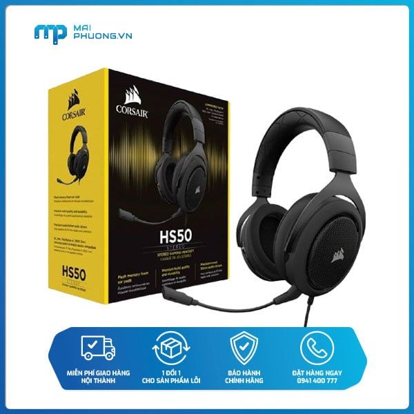 Tai nghe Corsair HS50 PRO Stereo Carbon CA-9011215-AP