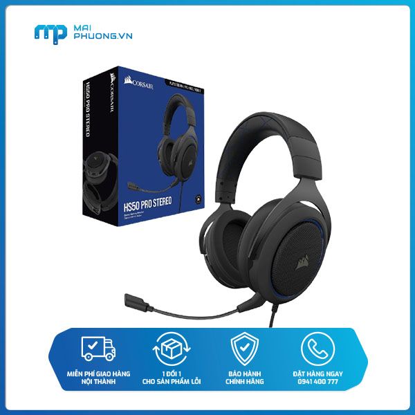 Tai nghe Gaming Corsair HS50 PRO Stereo Blue CA-9011217-AP