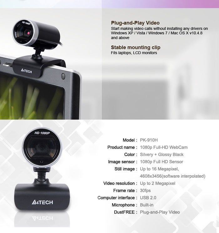 Camera Webcam A4Tech PK-910P HD