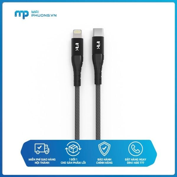 Cáp sạc USB-C to lightning 120cm Đen CAL120TPC104 Feeltek