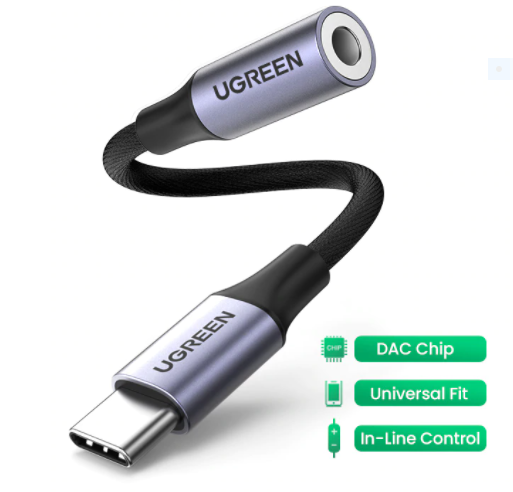 Cáp USB Type-C Sang Cổng Âm Thanh 3.5mm Ugreen 80154, hỗ trợ Samsung/ iPad Pro/ Sur face chính hãng cao cấp