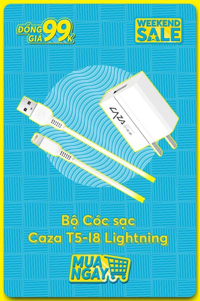 Bộ cóc cáp Sạc CAZA T5-I8 (Cóc + Cáp Lightning cho iPhone)
