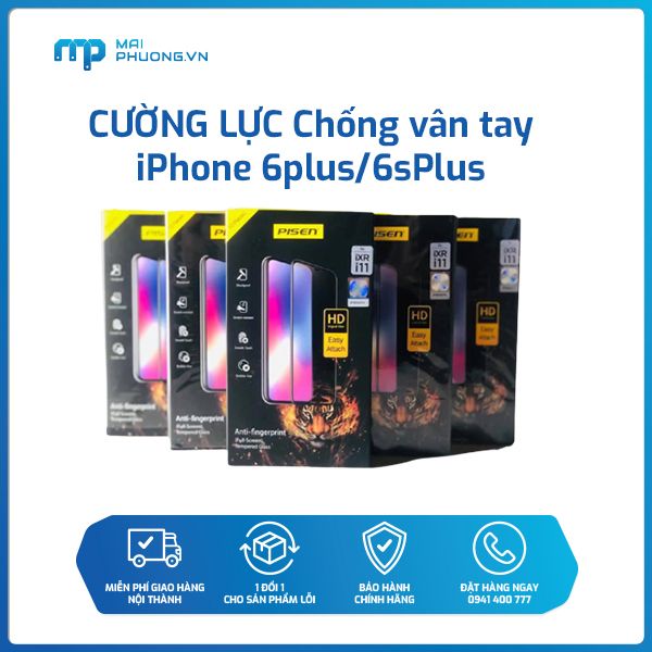 Cường lực Chống vân tay PISEN iPhone 6Plus/6sPlus TP-TGF14 (Trắng/Đen)