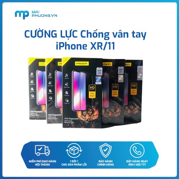 Cường lực Chống vân tay PISEN iPhone XR/11 TP-TGF14