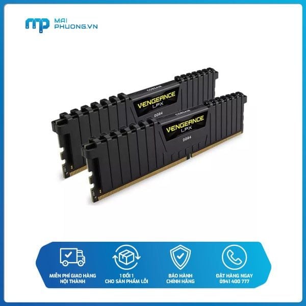 Bộ nhớ trong RAM Corsair DDR4 Vengeance  LPX 16GB (2x8GB) 2666 C16 đen CMK16GX4M2A2666C16