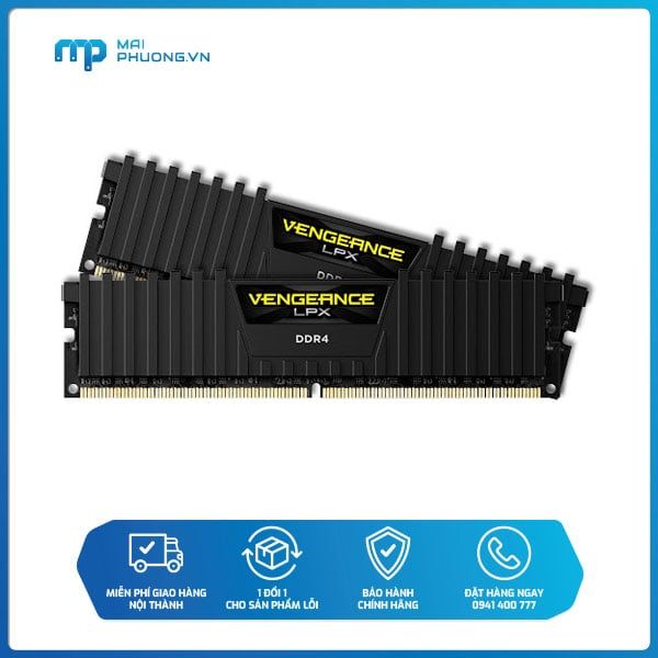 Bộ nhớ trong RAM Corsair DDR4 Vengeance  LPX 16GB (2x8GB) 3000 C16 đen CMK16GX4M2D300C16