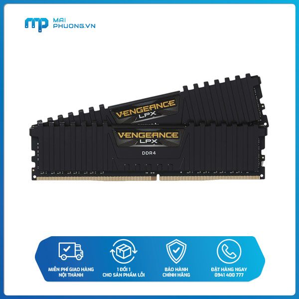 Bộ nhớ trong RAM Corsair DDR4 Vengeance  LPX 16GB (2x8GB) 3200 C16 đen CMK16GX4M2E3200C16