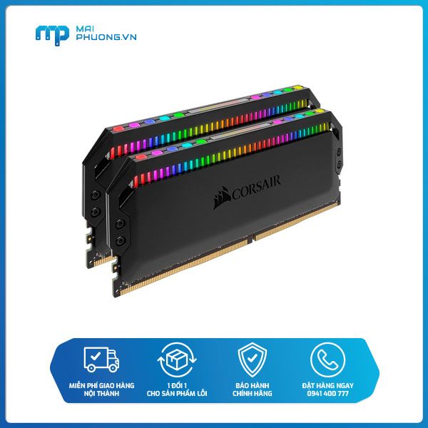 Bộ nhớ trong RAM Corsair DDR4, 3000MHz 16GB (2x8GB) DIMM, CL15, DOMINATOR PLATINUM RGB Black Heatspreader, RGB LED CMT16GX4M2C3000C15