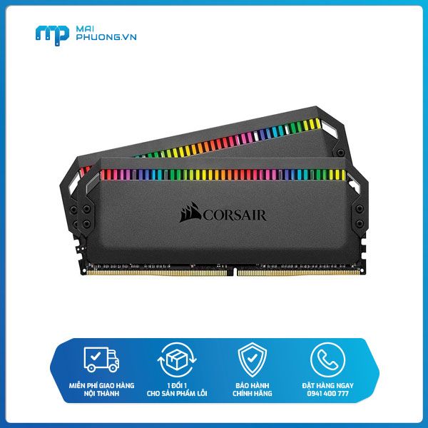 Bộ nhớ trong RAM Corsair DDR4 3200MHz 16GB 2x8GB DOMINATOR PLATINUM RGB Black Heatspreader RGB