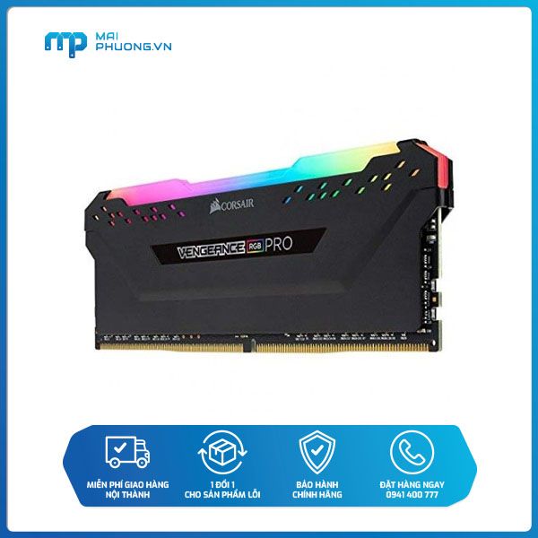 Bộ nhớ trong RAM Corsair Vengeance RGB PRO black Heat spreader, RGB LED DDR4, 3000MHz 8GB CMW8GX4M1D3000C16