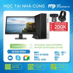 Combo 8 học Online (Máy bộ HP Prodesk 400 G6 (i5-9500) + Phím chuột HP/ Màn hình 22 inch HP P22v G4/ Tặng 200K mua Webcam+Tai nghe)