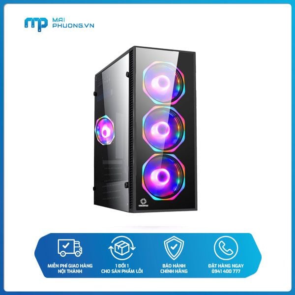 Vỏ máy tính Coolerplus CPC-G9 Sẵn 3 Fan LED RGB