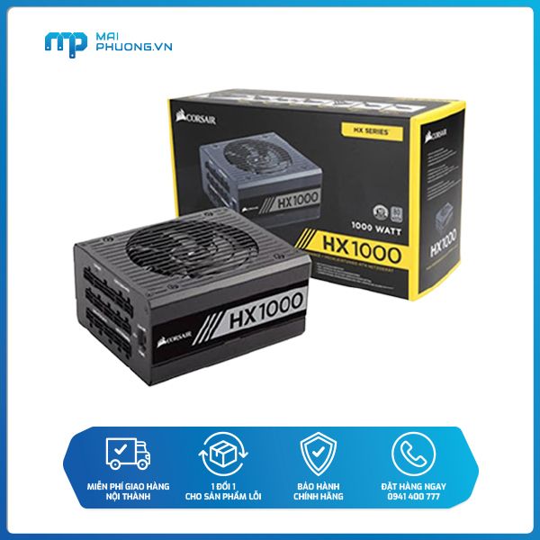 Nguồn máy tính Corsair HX1000 Platinum 80 Plus Platinum - Full Modul CP-9020139-NA