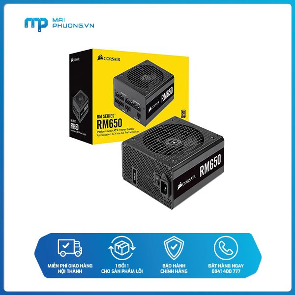 Nguồn máy tính Corsair RM650  80 Plus Gold - Full Modul CP-9020194-NA