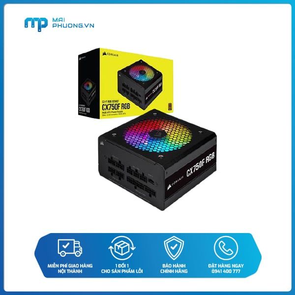 Nguồn máy tính Corsair  CX750F RGB Black 80 Plus Bronze - Full Modul CP-9020218-NA