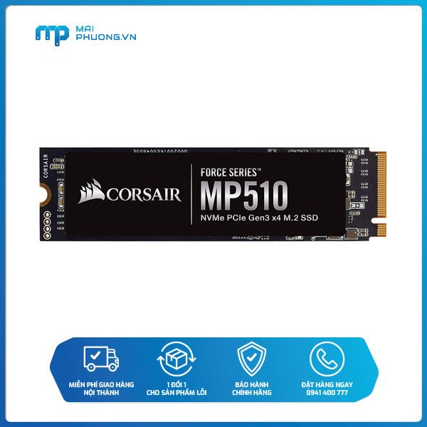 Ổ cứng SSD gắn trong Corsair  MP510 480GB - Up to 3,480MB/s Read, Up to 2,000MB/s Write CSSD-F480GBMP510B