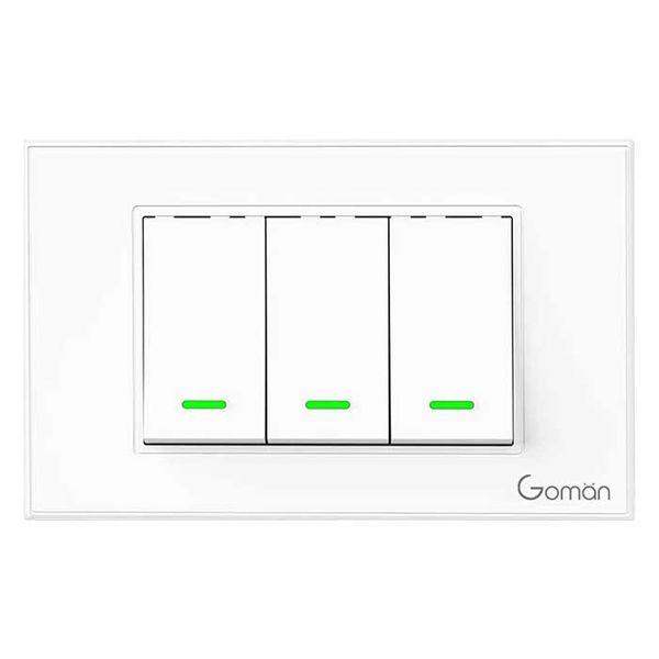 Công tắc đèn WIFI 3 nút GOMAN GM-WUS-226-3W/G