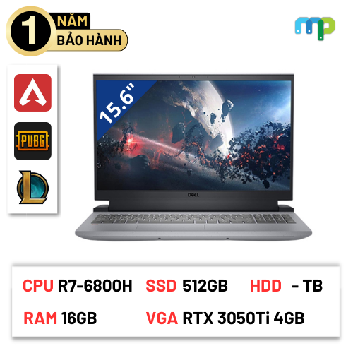 Laptop Dell Gaming G15 5525 ( Ryzen7 6800H/ RTX 3050Ti 4GB/ 16GB/ 512GB/ 15.6''FHD/ 120Hz )