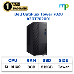 Máy bộ Dell OptiPlex Tower 7020/ i3 14100/ 8GB DDR5/ 512GB SSD/ K+M/Win 11 Home/ ProSupport 2Yr & KYHD 42OT702001