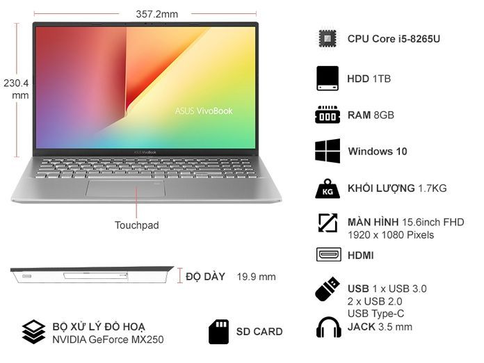 Laptop Asus A512FL i5-8265U/8GB/1TB/MX250-2GB/15.6