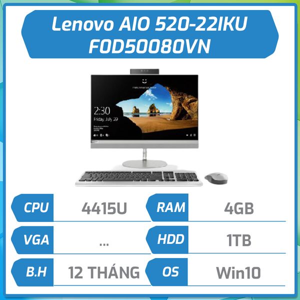 Máy bộ hãng Lenovo Ideacentre AIO 520-22IKU Pentium 4415U/4GB/1TB/21.5