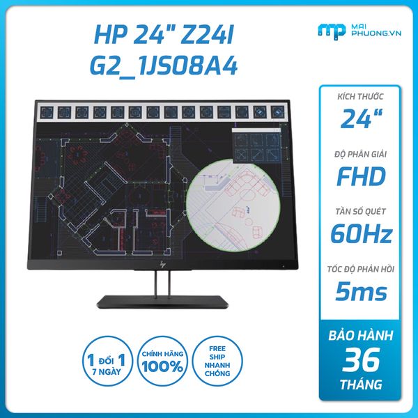 Màn hình HP Z24I G2 1JS08A4 ( 24 inch IPS/FHD/60Hz/5ms/VGA+HDMI+DisplayPort/36 Tháng)