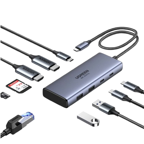 Hub USB-C sang 2 HDMI/ 2 USB A/ 2 USB C/ 1 PD 100w/ Đầu đọc thẻ SD/TF Ugreen 45380