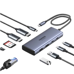 Hub USB-C sang 2 HDMI/ 2 USB A/ 2 USB C/ 1 PD 100w/ Đầu đọc thẻ SD/TF Ugreen 45380