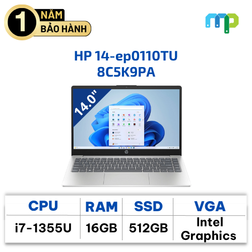 Laptop HP 14-ep0110TU I7-1355U/16GB/SSD 512GB/14.0