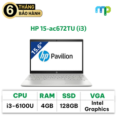 Laptop HP 15-ac672TU (i3-6100U/4GB/128GB SSD/DVDRW/15.6