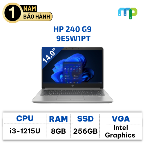 Laptop HP 240 G9 I3-1215U/8GB/SSD 256GB/14.0FHD/W11SL/Bạc 9E5W1PT