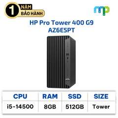 Máy bộ HP Pro Tower 400 G9 AZ6E5PT i5-14500/8GB/512GBSSD/WL/BT/KB/M/W11SL/ Đen