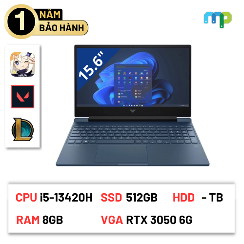 Laptop HP Victus 15-fa1093dx (i5-13420H/ 8GB/ 512GB SSD/ RTX 3050 6GB/ 15.6