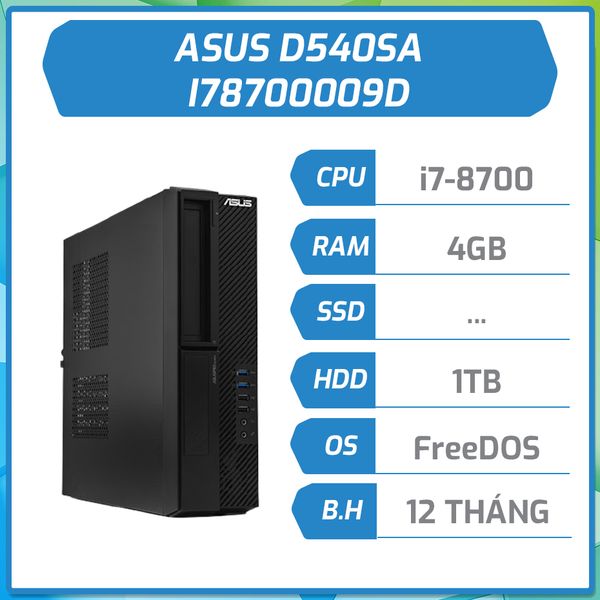 Máy bộ hãng ASUS D540SA i7-8700/4GB/1TB/DVD-RW/KB/M/250W/ĐEN I78700009D