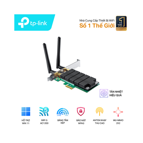 Card mạng Wifi PCI TP-Link Archer T4E AC1200Mbps