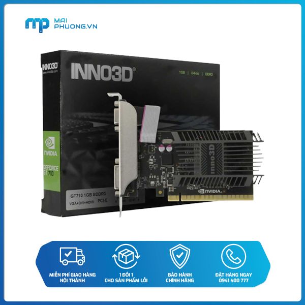 Card màn hình Inno3D GT 710 1Gb N710-1SDV-D3BX