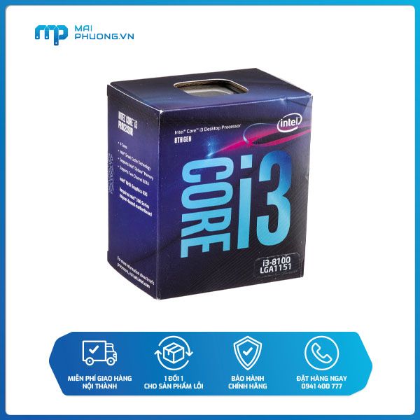 Bộ Vi Xử Lý CPU Intel Core i3-8100 (3.60GHz, 6MB)
