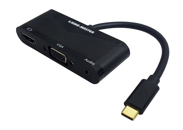 Cáp Kingmaster HUB TYPE-C - USB 2.0 + HDMI + VGA + AUDIO KY-H129B