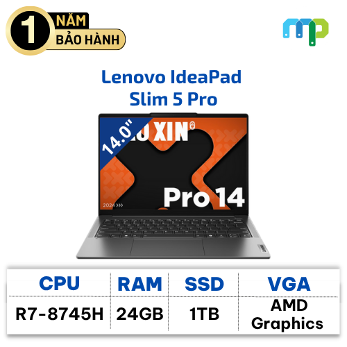 Laptop Lenovo IdeaPad Slim 5 Pro Ryzen 7-8745H/24GB/SSD 1TB/14.0