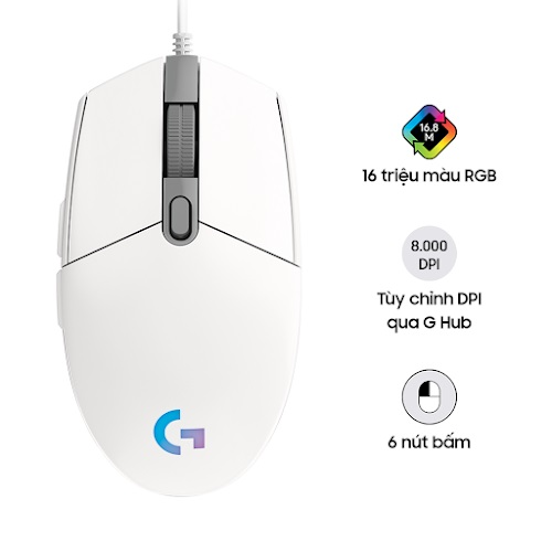 Chuột có dây gaming Logitech G102 Gen2 (910-005803)Trắng