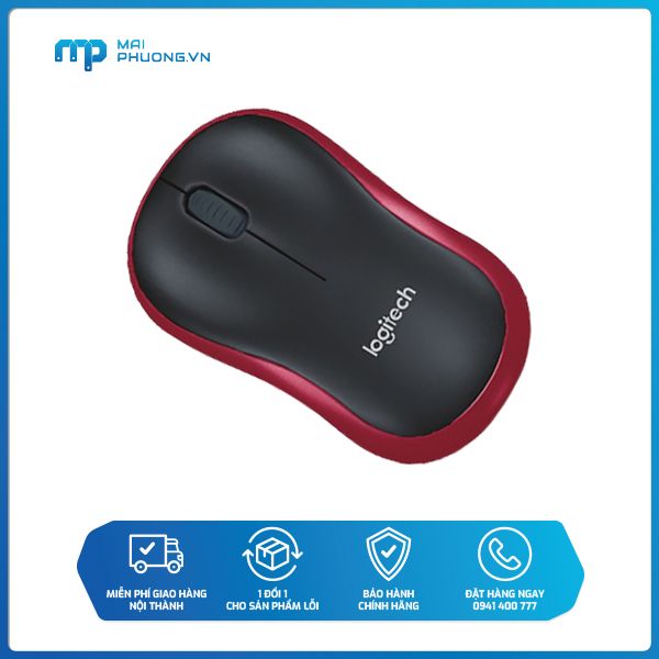 Chuột Không Dây Logitech M185 Đen Đỏ