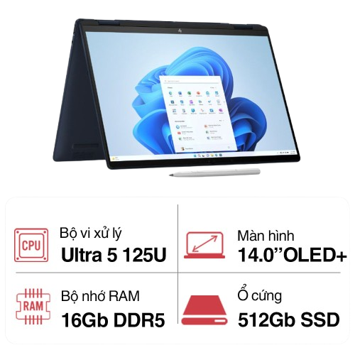 Laptop HP Envy x360 14-fc0093TU/Core Ultra 5-125U/16GB RAM/512GB SSD/Intel Graphics/14